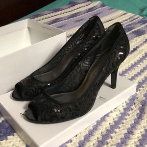 Adrianna Papell peep toe sequined sheer heels